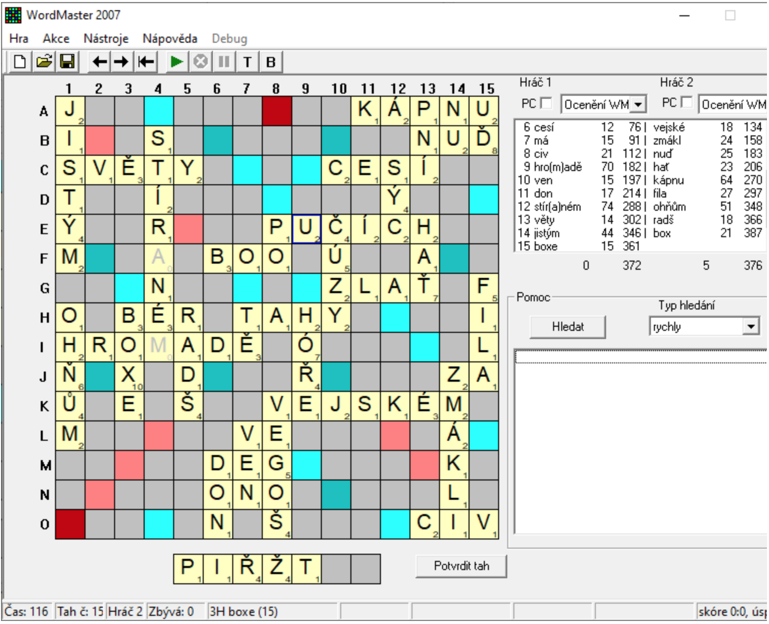 WordMaster screenshot finale MCR ve Scrabble 2019